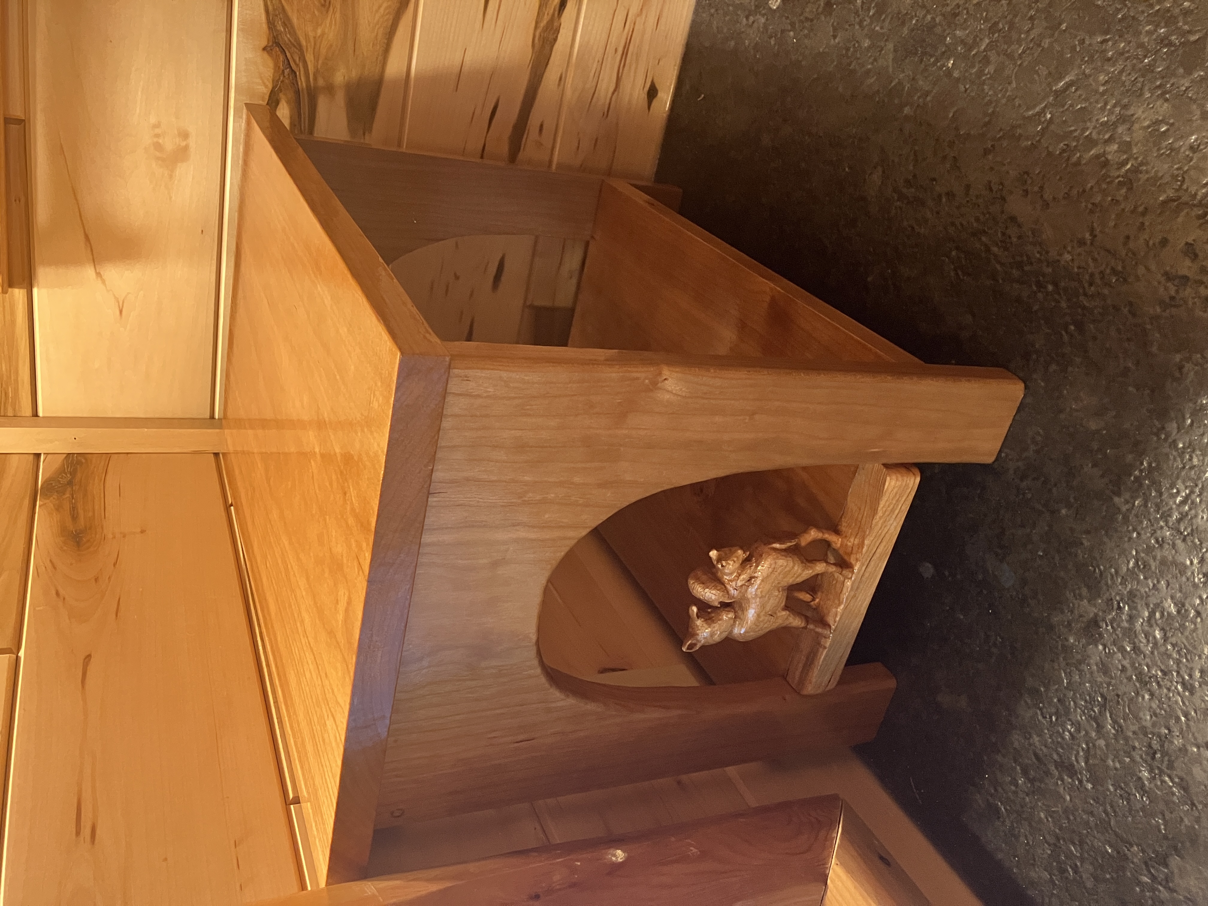 Cosmetic stand with animal carvings of a fawn & squirrel