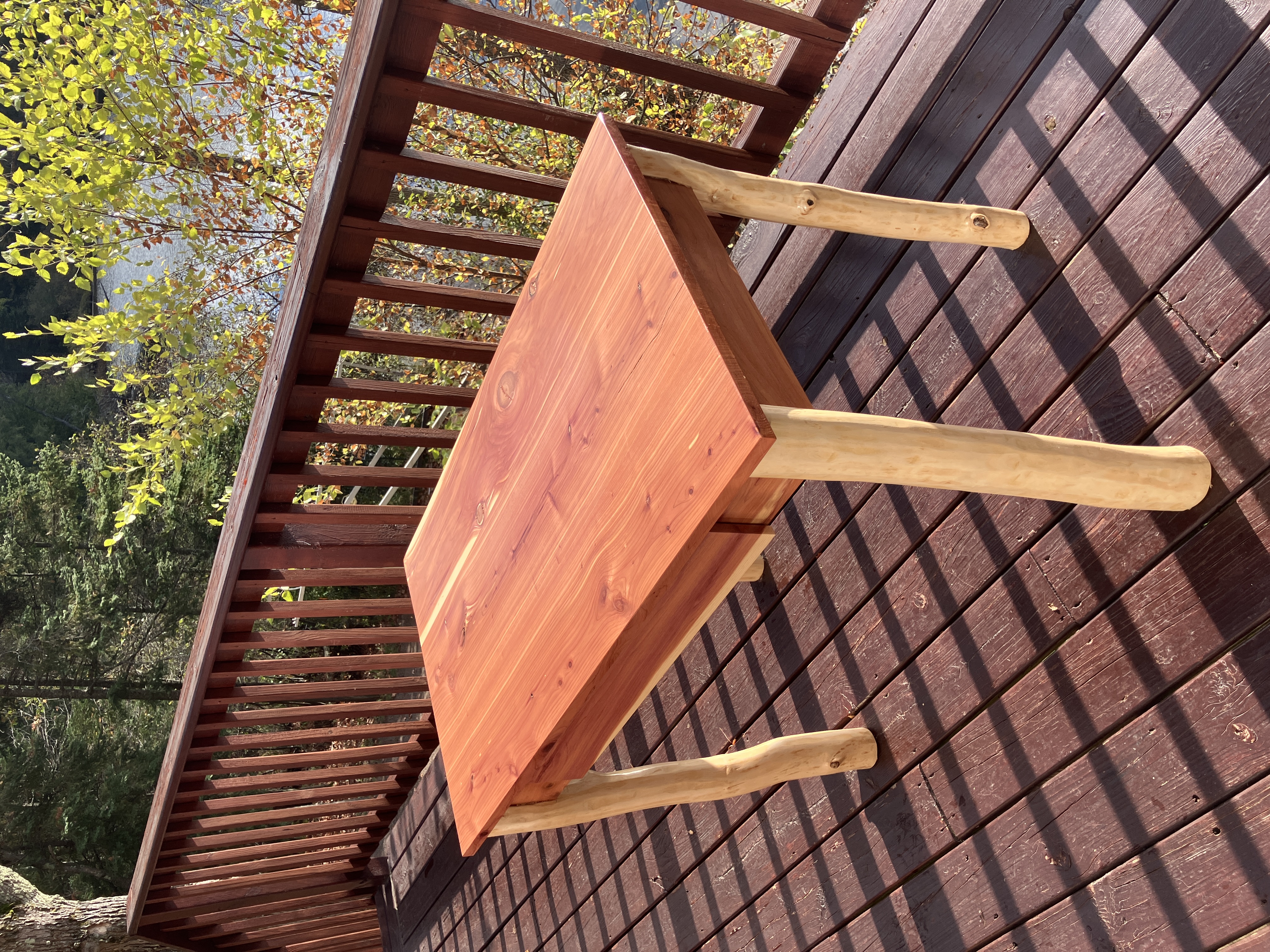 Right view of cedar desk in natural light