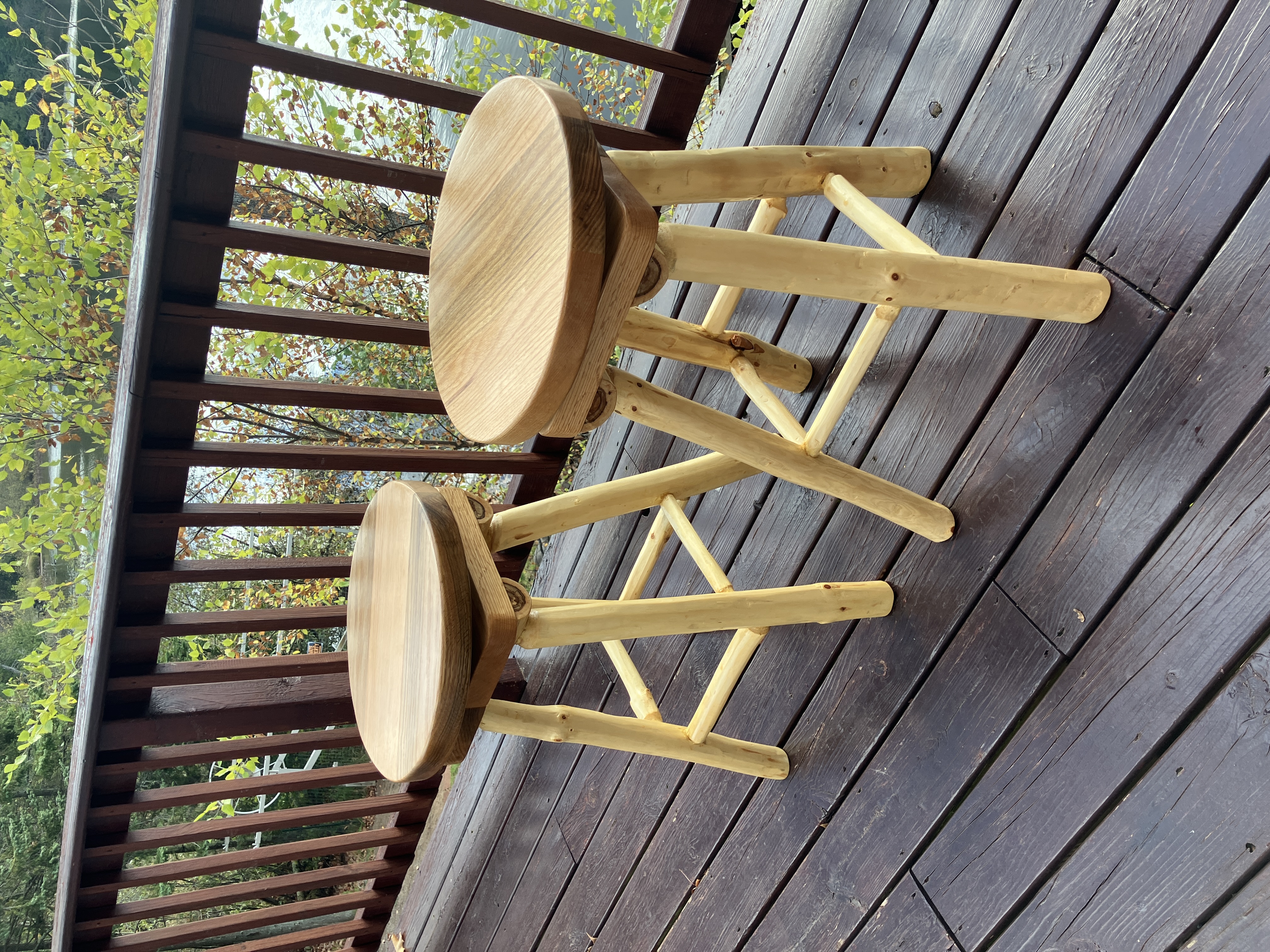 Swivel log stool side angle